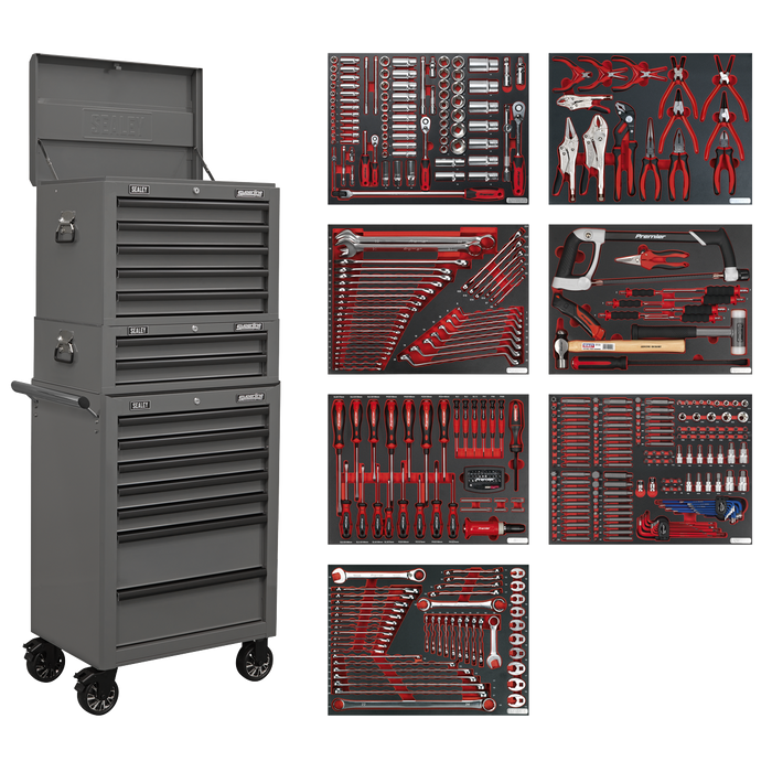 Superline PRO® Tool Chest Combination 14 Drawer with 446pc Tool Kit - Grey | TBTPCOMBO6