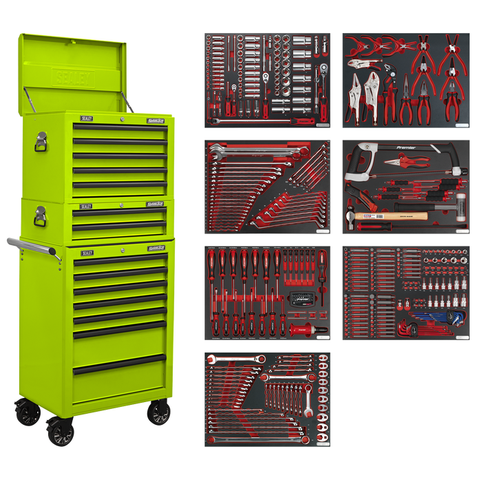 Superline PRO® Tool Chest Combination 14 Drawer with 446pc Tool Kit - Green | TBTPCOMBO7