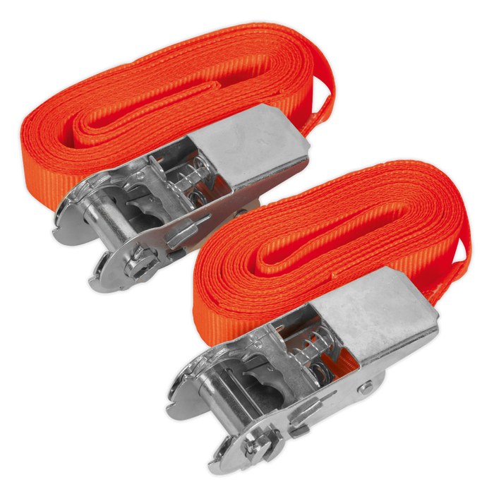 Self-Securing Ratchet Straps 25mm x 4.5m 500kg Breaking Strength - Pair | TD05045E