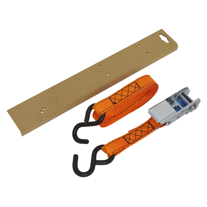 Ratchet Strap Polyester Webbing S-Hook with Corner Protector 25mm x 5m 600kg Breaking Strength | TD0635S