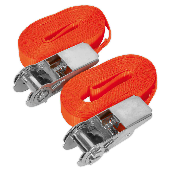 Self-Securing Ratchet Straps 25mm x 4.5m 800kg Breaking Strength - Pair | TD08045E