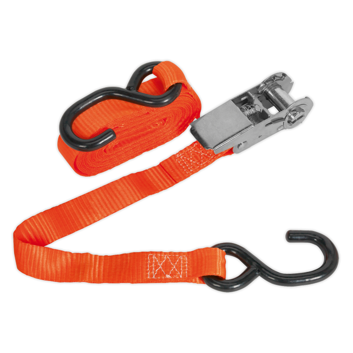 Ratchet Strap Polyester Webbing with S-Hook 25mm x 4.5m 800kg Breaking Strength | TD0845S