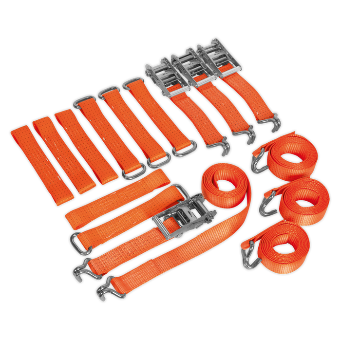 Alloy/Steel Wheel Car Transporter Ratchet Strap Kit 4pc 50mm x 3m 4500kg Breaking Strength | TDRWKIT