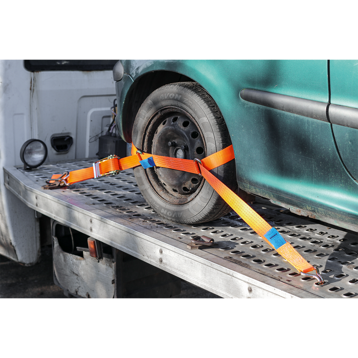 Steel Wheel Car Transporter Ratchet Strap 50mm x 3m 4500kg Breaking Strength | TDRWS