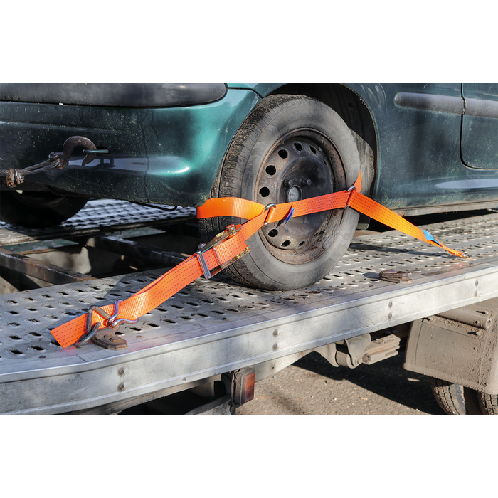 Steel Wheel Car Transporter Ratchet Strap 50mm x 3m 4500kg Breaking Strength | TDRWS