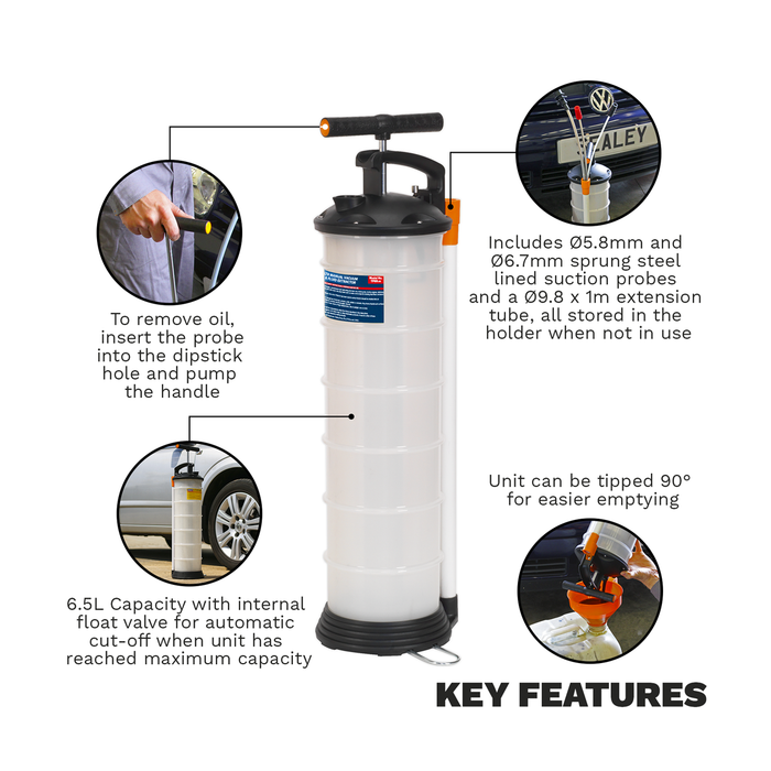 Manual Vacuum Oil & Fluid Extractor Pump 6.5L | TP69