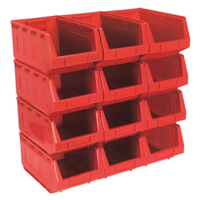 Plastic Storage Bin 210 x 355 x 165mm, Red - Pack of 12 | TPS412R