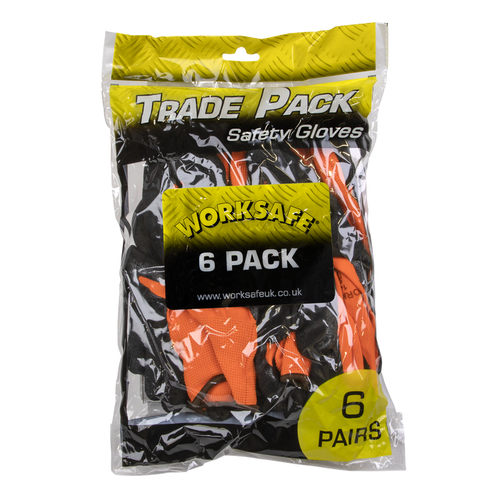 Worksafe® Foam Latex Grippa Gloves, Large - Pack of 6 Pairs | TSP140L/6
