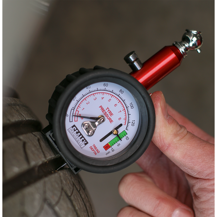 Tyre Pressure Gauge with Tyre Tread Depth Gauge 0-8bar(0-120psi) | TSTPDG01