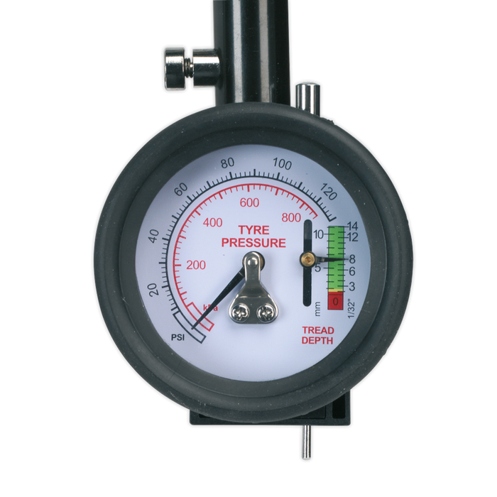 Tyre Pressure Gauge & Tyre Tread Depth Gauge with Flexible Hose 0-8bar(0-120psi) | TSTPDG02