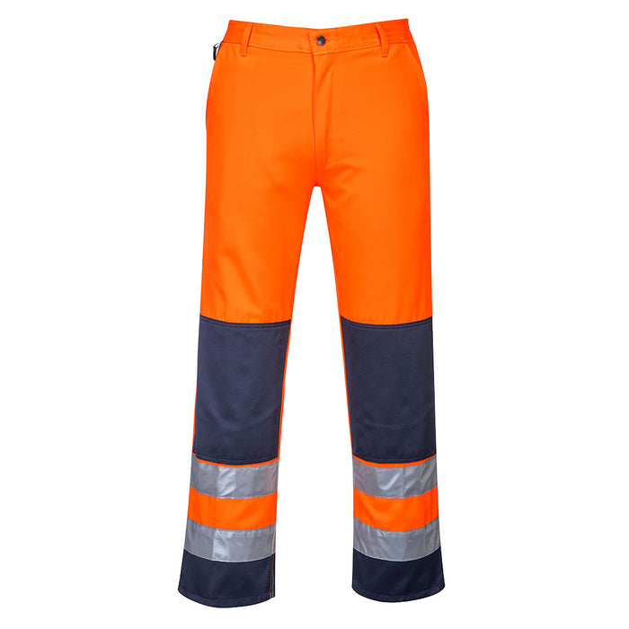 Portwest Seville Hi-Vis Contrast Work Trousers Orange/Navy | TX71