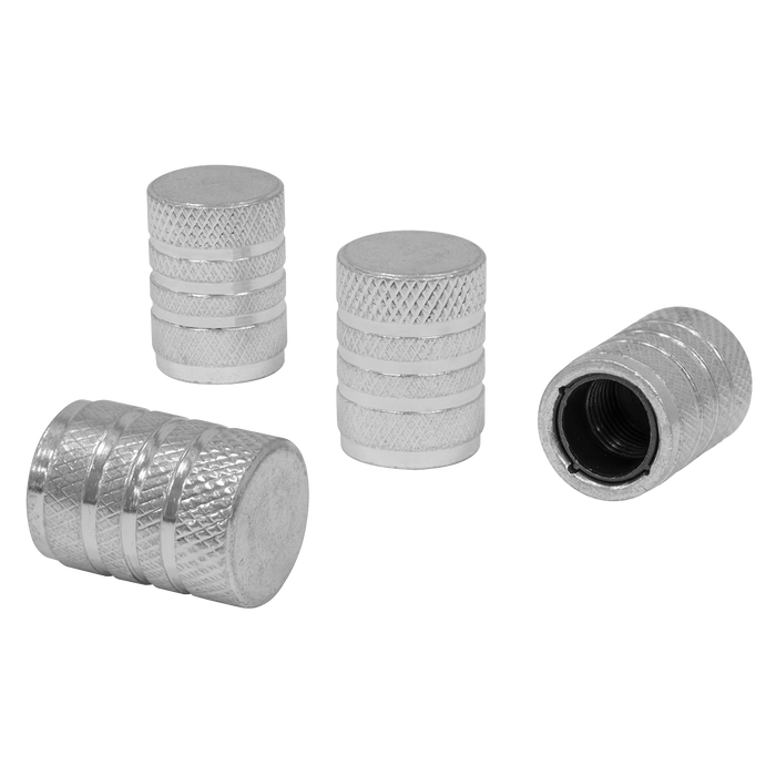 Aluminium Valve Cap 4pc - Silver Anodised | VCA4