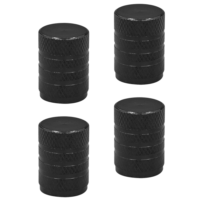 Aluminium Valve Cap 4pc - Black Anodised | VCB4