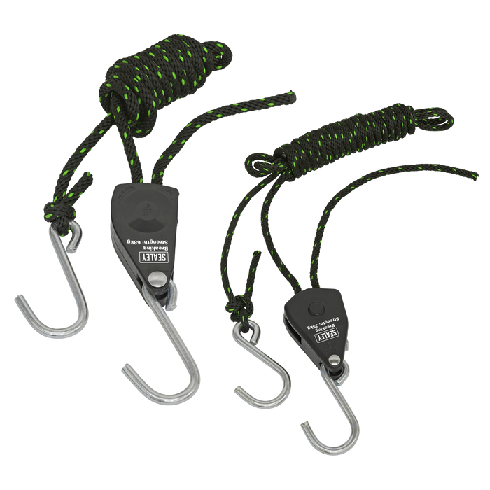 Ratchet Parts Hanger/Tie Down with S-Shaped Hooks 2m - Pack of 2 | VS0114