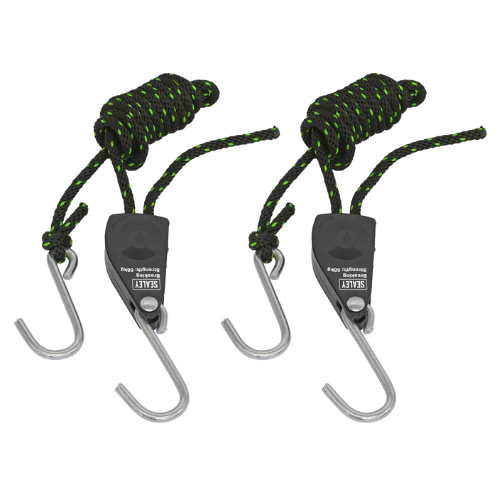 Ratchet Parts Hanger/Tie Down with S-Shaped Hooks 2m - Pack of 2 | VS0114
