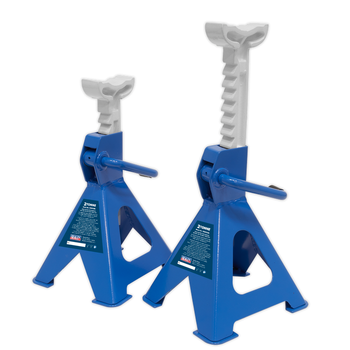 Ratchet Type Axle Stands (Pair) 2 Tonne Capacity per Stand - Blue | VS2002BL
