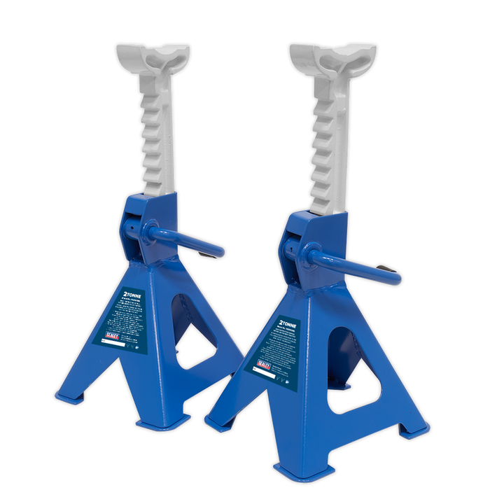 Ratchet Type Axle Stands (Pair) 2 Tonne Capacity per Stand - Blue | VS2002BL