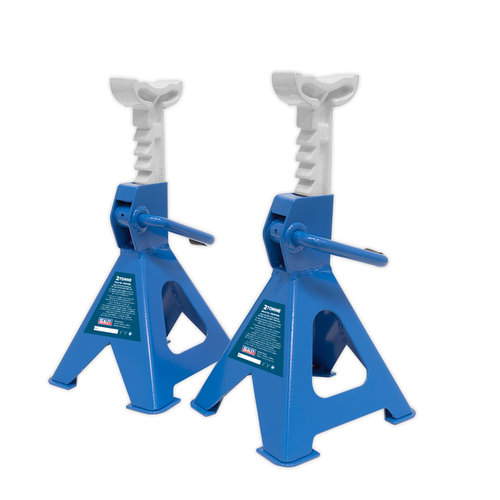 Ratchet Type Axle Stands (Pair) 2 Tonne Capacity per Stand - Blue | VS2002BL