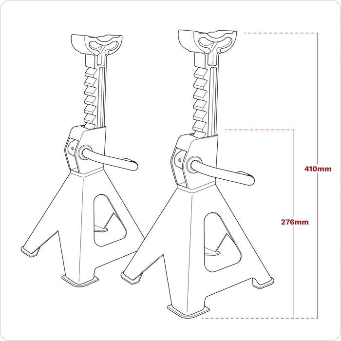 Ratchet Type Axle Stands (Pair) 2 Tonne Capacity per Stand - Hi-Vis Green | VS2002HV