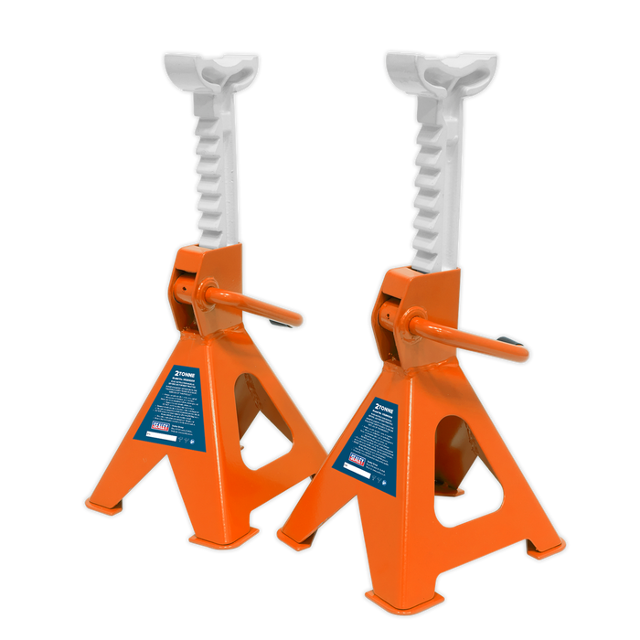 Ratchet Type Axle Stands (Pair) 2 Tonne Capacity per Stand - Orange | VS2002OR