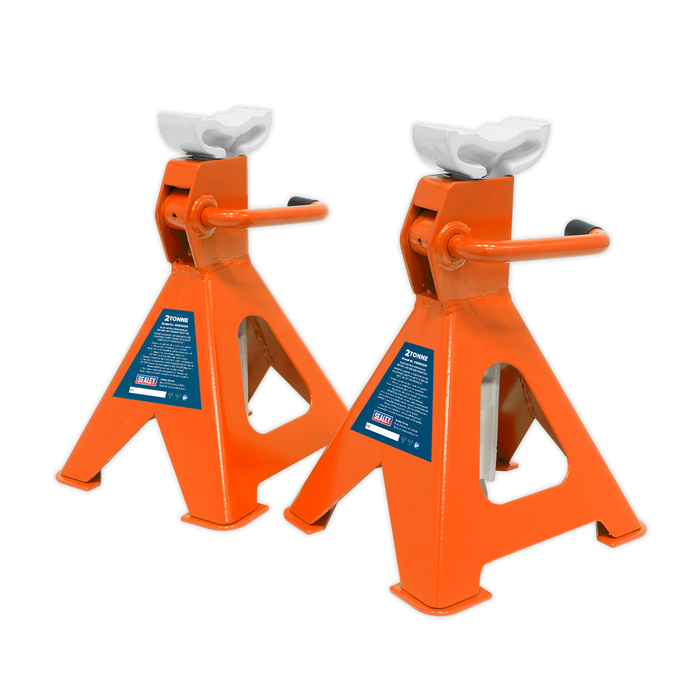Ratchet Type Axle Stands (Pair) 2 Tonne Capacity per Stand - Orange | VS2002OR