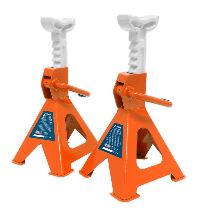 Ratchet Type Axle Stands (Pair) 2 Tonne Capacity per Stand - Orange | VS2002OR