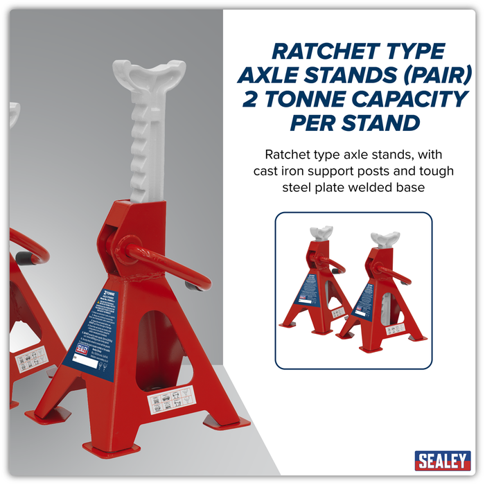 Ratchet Type Axle Stands (Pair) 2 Tonne Capacity per Stand | VS2002