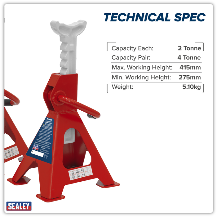 Ratchet Type Axle Stands (Pair) 2 Tonne Capacity per Stand | VS2002