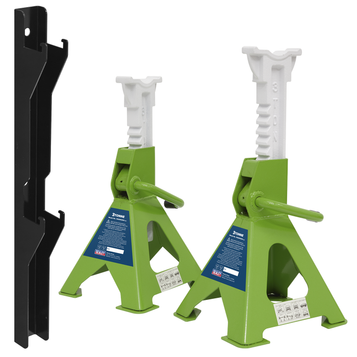 Axle Stand & Axle Stand Storage Rack Combo 3 Tonne - Hi-Vis Green | VS2003HVCOMBO