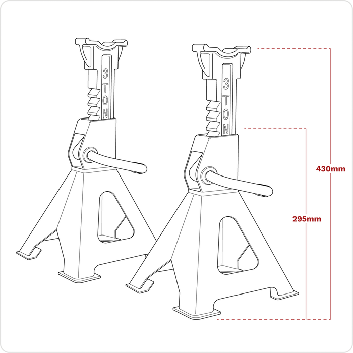 Ratchet Type Axle Stands (Pair) 3 Tonne Capacity per Stand - Hi-Vis Green | VS2003HV