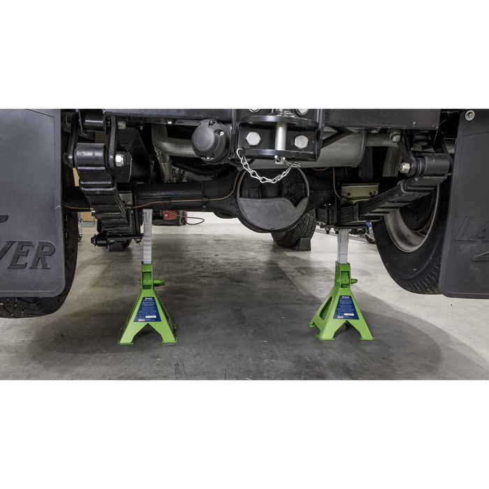 Ratchet Type Axle Stands (Pair) 3 Tonne Capacity per Stand - Hi-Vis Green | VS2003HV