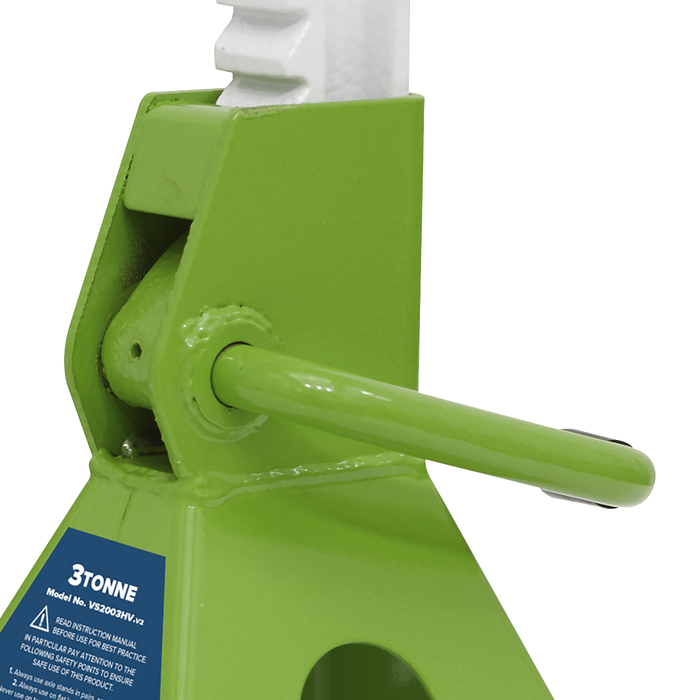 Ratchet Type Axle Stands (Pair) 3 Tonne Capacity per Stand - Hi-Vis Green | VS2003HV