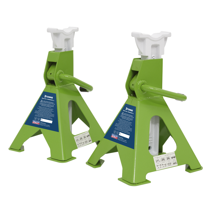 Ratchet Type Axle Stands (Pair) 3 Tonne Capacity per Stand - Hi-Vis Green | VS2003HV