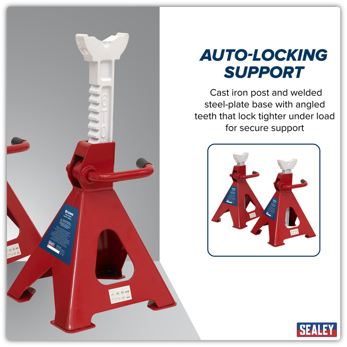 Ratchet Type Axle Stands (Pair) 6 Tonne Capacity per Stand | VS2006