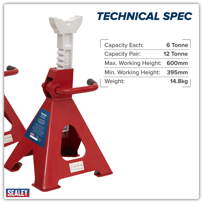 Ratchet Type Axle Stands (Pair) 6 Tonne Capacity per Stand | VS2006