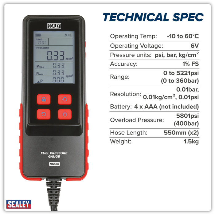 Digital Fuel Injection Pressure Test Kit for GDI Fuel Circuits 6pc | VS566