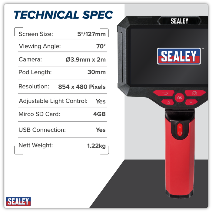 Video Borescope 3.9mm Camera & 5" Screen | VS8117
