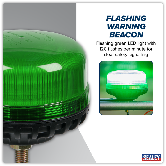 Warning Beacon with 12mm Bolt Fixing 36W SMD LED 12/24V - Green | WB951LEDG