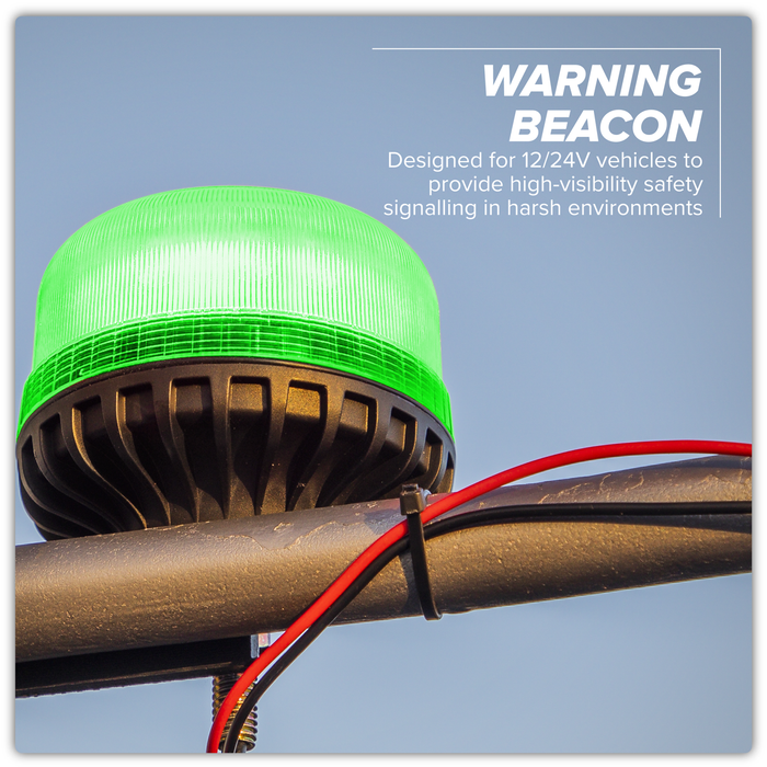 Warning Beacon with 12mm Bolt Fixing 36W SMD LED 12/24V - Green | WB951LEDG