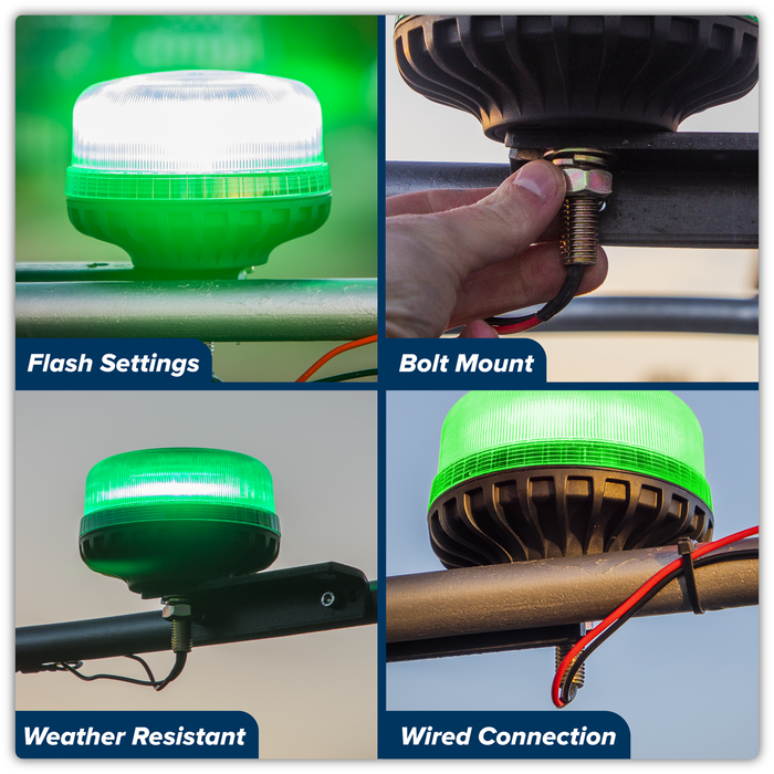 Warning Beacon with 12mm Bolt Fixing 36W SMD LED 12/24V - Green | WB951LEDG