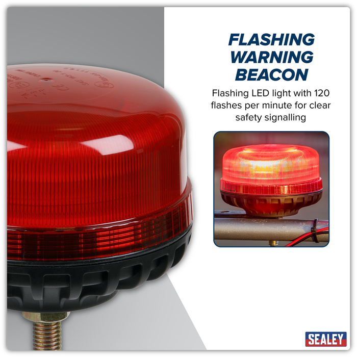 Warning Beacon with 12mm Bolt Fixing 36W SMD LED 12/24V - Red | WB951LEDR