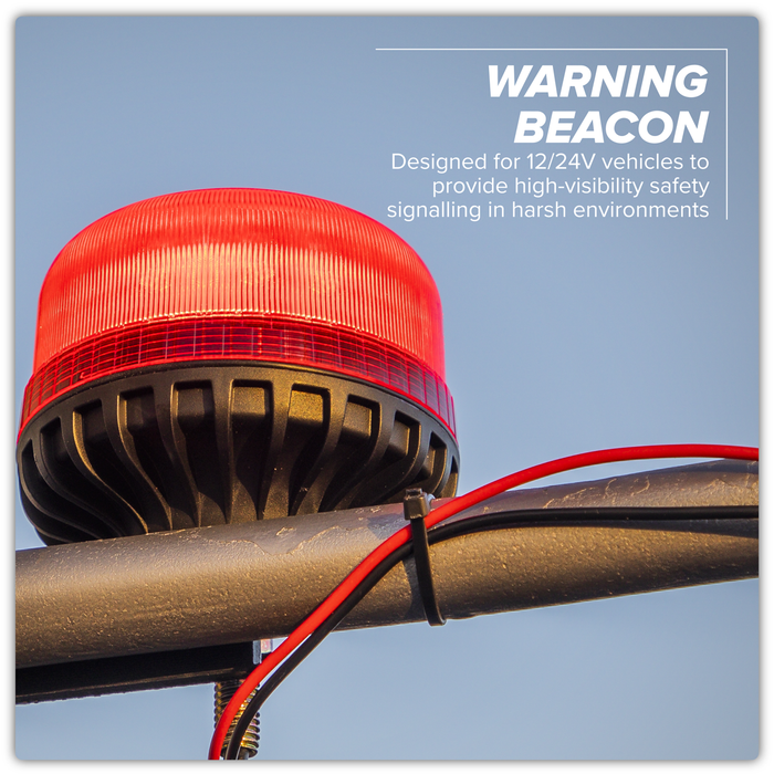 Warning Beacon with 12mm Bolt Fixing 36W SMD LED 12/24V - Red | WB951LEDR
