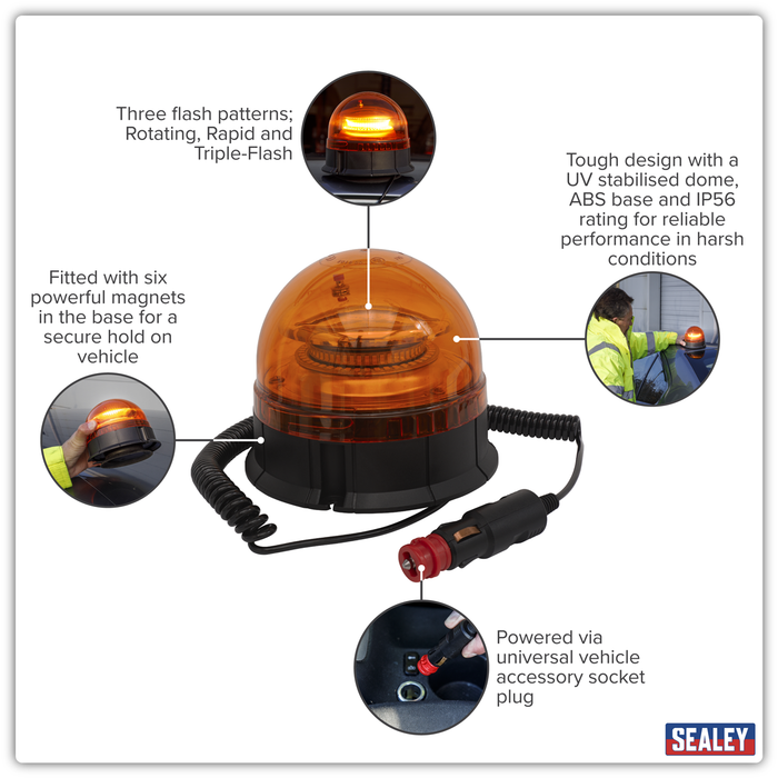 Warning Beacon with Magnetic Base 20W SMD LED 12/24V | WB954LED