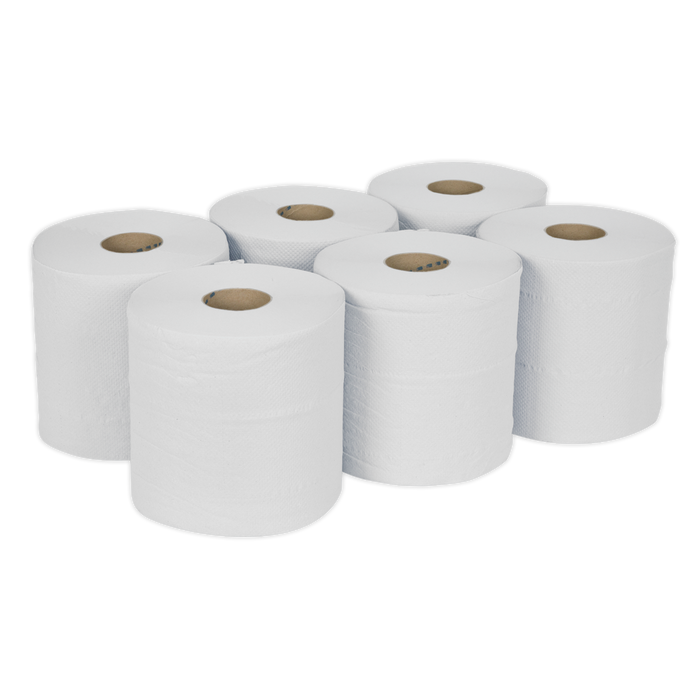 2-Ply Embossed White Paper Roll 150m - Pack of 6 | WHT150