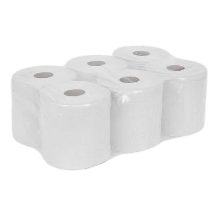 2-Ply Embossed White Paper Roll 150m - Pack of 6 | WHT150