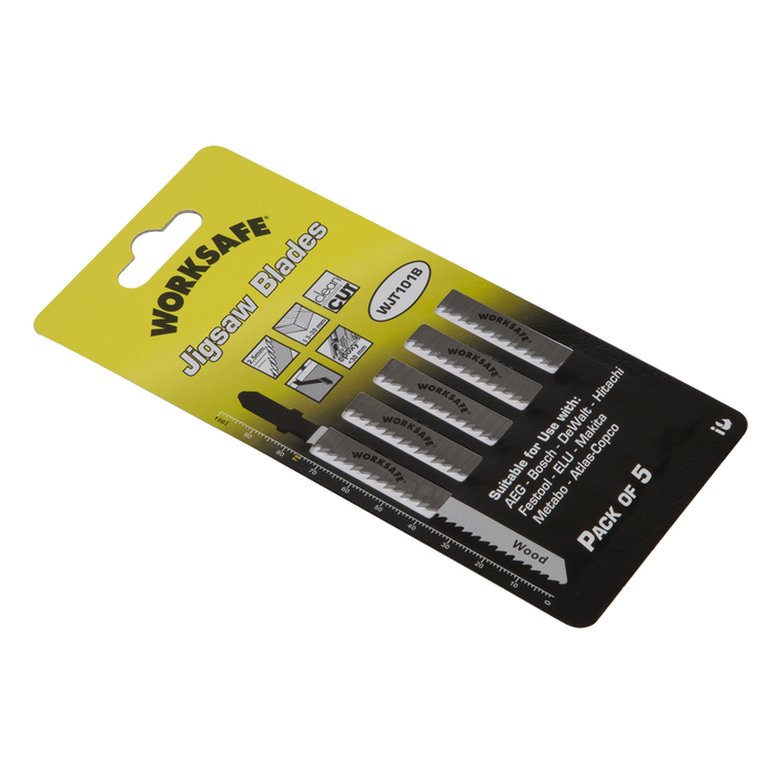 Worksafe® Jigsaw Blade for Wood & Plastics 75mm 10tpi - Pack of 5 | WJT101B