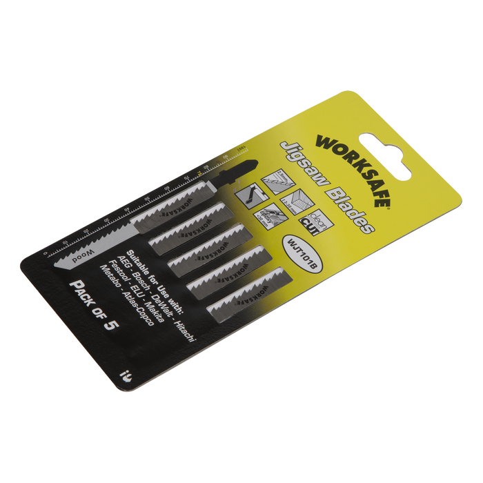 Worksafe® Jigsaw Blade for Wood & Plastics 75mm 10tpi - Pack of 5 | WJT101B