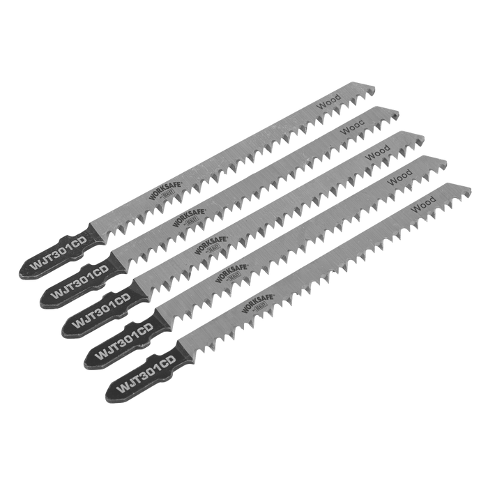 Worksafe® Jigsaw Blade for Wood & Plastics 90mm 8tpi - Pack of 5 | WJT301CD