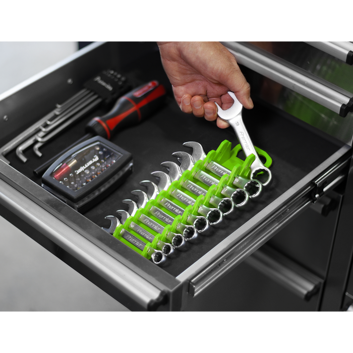 Premier Spanner Rack Capacity 10 Stubby Spanners - Hi-Vis Green | WR10HV