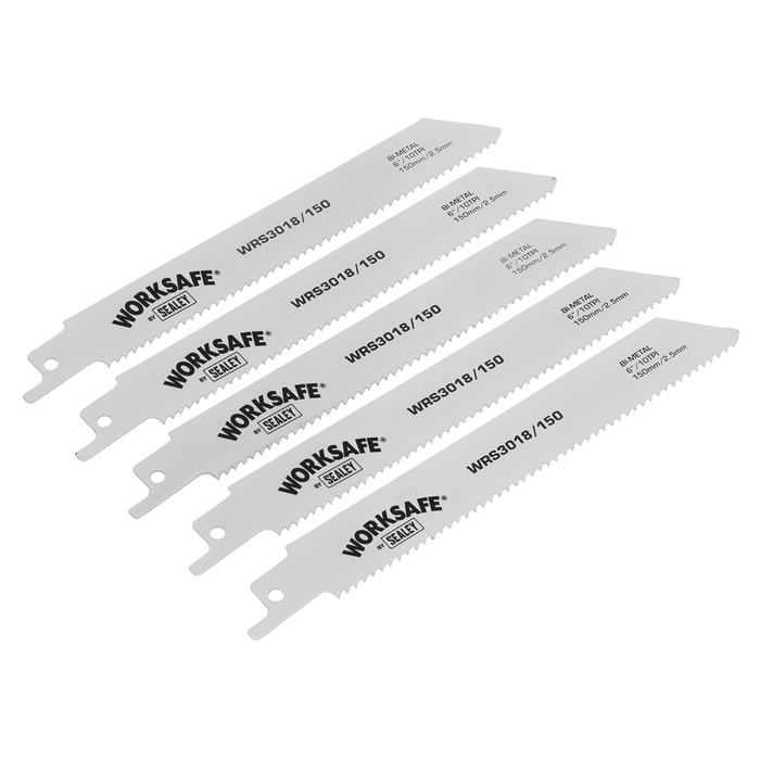 Worksafe® Reciprocating Saw Blade 150mm 10tpi - Pack of 5 | WRS3018/150